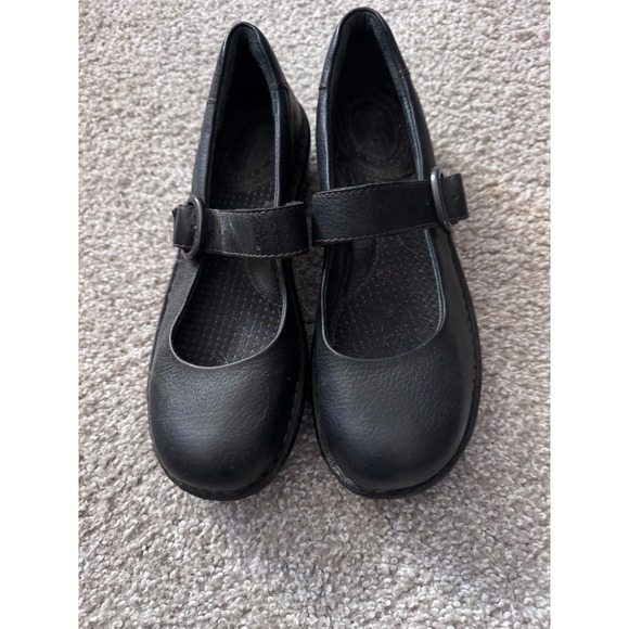 Børn Shoes - Born Women Black Leather Mary Jane Shoes Size 8 Strap Buckle Comfort